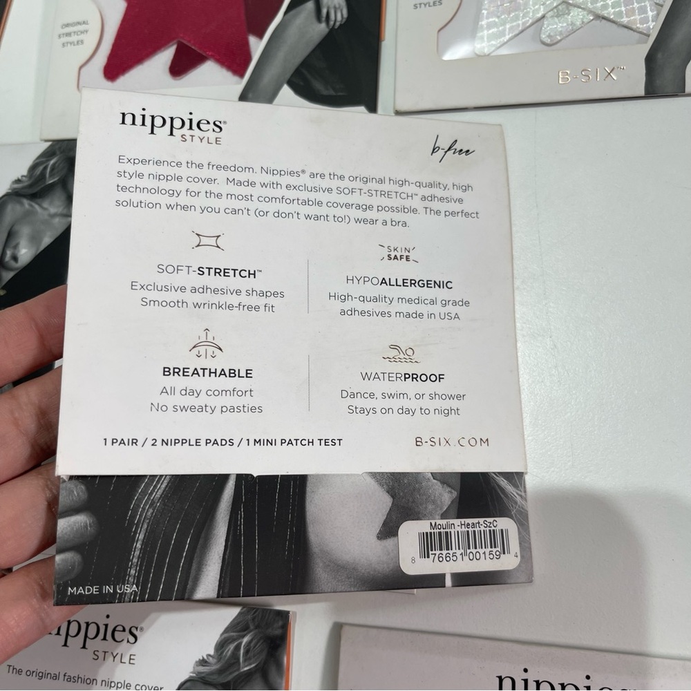 10 NEW Nippies  B-SIX B/ C Waterproof Nipple Covers Pasties Festival Romantic - Picture 3 of 3